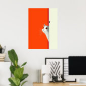 Nieuwsgierige kat die door de deur gluurt poster (Thuiskantoor)