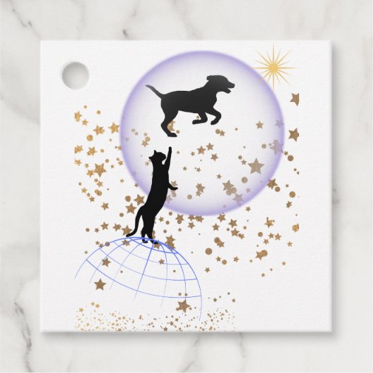 Nieuwsgierige kat en hond bedankjes labels (Voorkant)