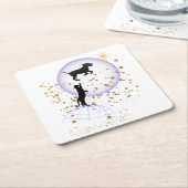 Nieuwsgierige kat en hond kartonnen onderzetters (Schuin)