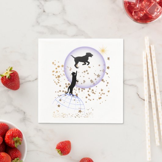 Nieuwsgierige kat en hond servet (Insitu)