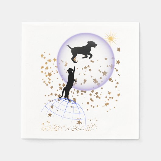 Nieuwsgierige kat en hond servet (Voorkant)