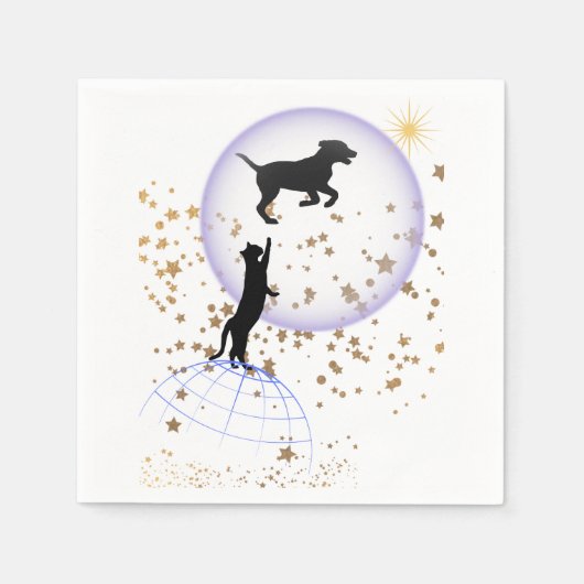 Nieuwsgierige kat en hond servet (Voorkant)