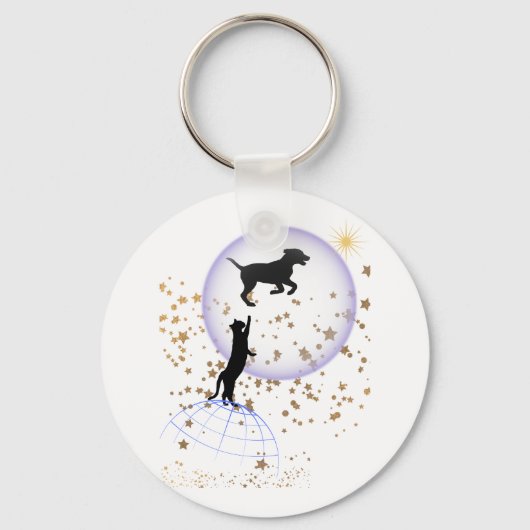 Nieuwsgierige kat en hond sleutelhanger (Voorkant)