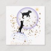 Nieuwsgierige kat en hond vierkante visitekaartje (Voorkant)