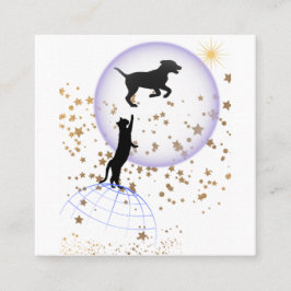 Nieuwsgierige kat en hond vierkante visitekaartje