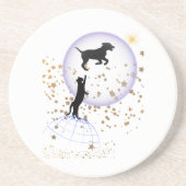 Nieuwsgierige kat en hond zandsteen onderzetter (Voorkant)