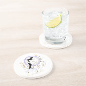 Nieuwsgierige kat en hond zandsteen onderzetter (Zijkant)