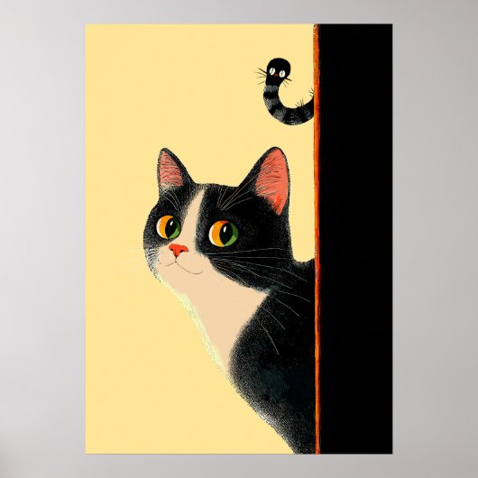 Nieuwsgierige Kat en Stiekeme Worm Poster (Voorkant)