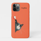 Nieuwsgierige Kat Kijkt Case-Mate iPhone Case (Achterkant)