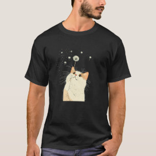 Nieuwsgierige kat met paardenbloem in poten voor e t-shirt