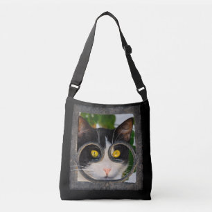 Nieuwsgierige kat met spectaculaire Lijst Funny Pe Crossbody Tas