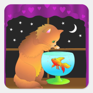 Nieuwsgierige kat stickers