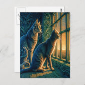 Nieuwsgierige katten bij het raam briefkaart (Voorkant / Achterkant)