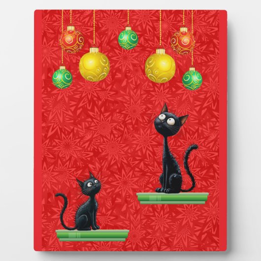 NIEUWSGIERIGE KATTEN MET KERST FOTOPLAAT (Voorkant)