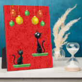 NIEUWSGIERIGE KATTEN MET KERST FOTOPLAAT (Zijkant)