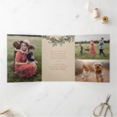 Nieuwsgierige kerstfoto Tri-Fold Kaart (Binnen)