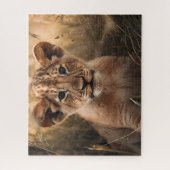 Nieuwsgierige kleine lion Cub Jigzaag Puzzle Legpuzzel (Verticaal)