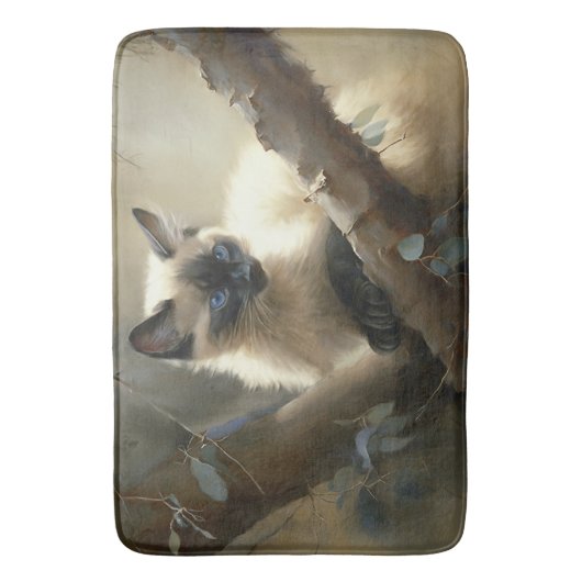 Nieuwsgierige klimmer Siamese Kitten Badmat (Voorkant Verticaal)