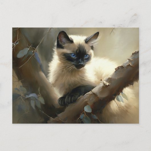 Nieuwsgierige klimmer Siamese Kitten Briefkaart (Voorkant)