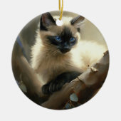 Nieuwsgierige klimmer Siamese Kitten Keramisch Ornament (Voorkant)
