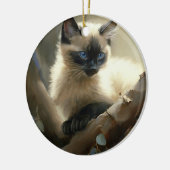 Nieuwsgierige klimmer Siamese Kitten Keramisch Ornament (Links)