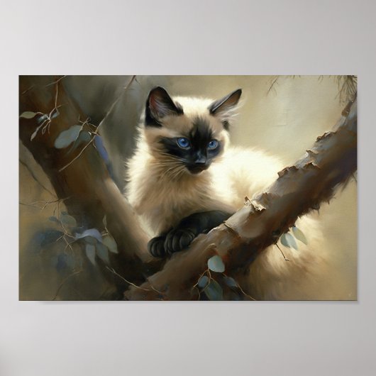 Nieuwsgierige klimmer Siamese Kitten Poster (Voorkant)