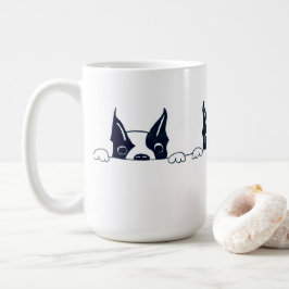 Nieuwsgierige mok van hondenkoffie
