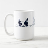 Nieuwsgierige mok van hondenkoffie (Links)