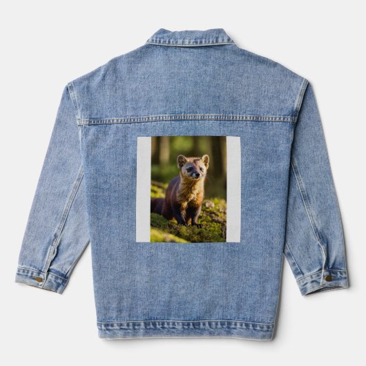 Nieuwsgierige ogen: Pine Marten van dichtbij Denim Jacket (Achterkant)