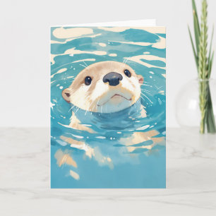 Nieuwsgierige Otter in Glanzend Water Kaart