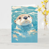 Nieuwsgierige otter in sprankelende wateren kaart (Gele Bloem)