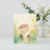 Nieuwsgierige Otter in Zonnige Lenteweide Briefkaart (Staand voorkant)