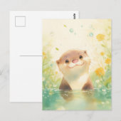 Nieuwsgierige Otter in Zonnige Lenteweide Briefkaart (Voorkant / Achterkant)