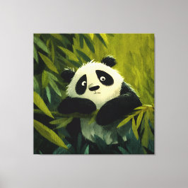 Nieuwsgierige Panda Bamboe Kijkje Canvas Afdruk