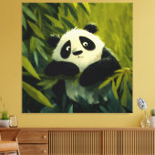 Nieuwsgierige Panda Bamboe Kijkje Canvas Afdruk (Insitu (Woonkamer))