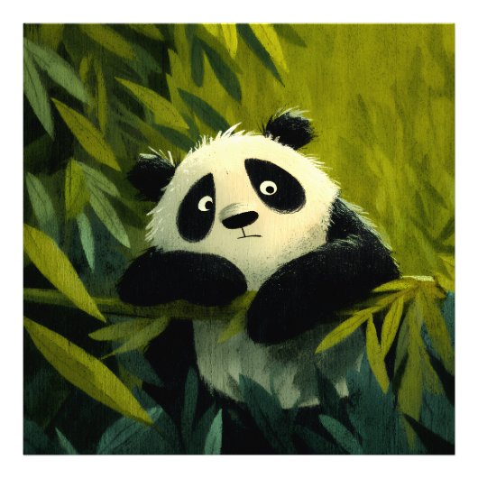 Nieuwsgierige Panda Bamboe Kijkje Foto Afdruk (Voorkant)
