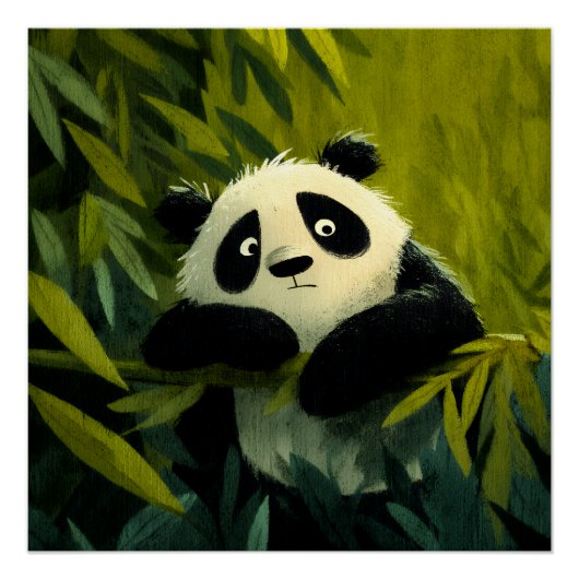 Nieuwsgierige Panda Bamboe Kijkje Perfect Poster (Voorkant)