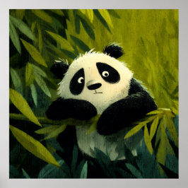 Nieuwsgierige Panda Bamboe Kijkje Poster