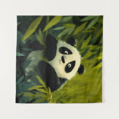 Nieuwsgierige Panda Bamboe Kijkje Wandkleed (Voorkant (horizontaal))