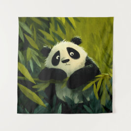 Nieuwsgierige Panda Bamboe Kijkje Wandkleed