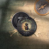 Nieuwsgierige piraat kat ontcijfert oude mysteries button flesopener