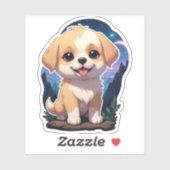 Nieuwsgierige Pup op een Steen Sticker (Vel)