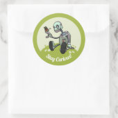 Nieuwsgierige Robot ziet zijn eerste vlindervliege Ronde Sticker (Tas)