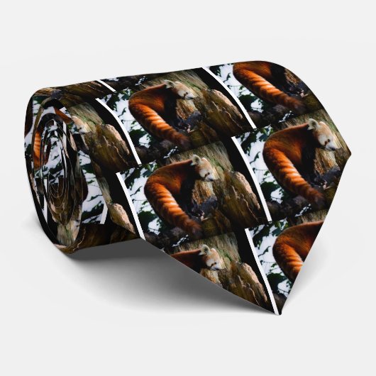 nieuwsgierige rode panda stropdas (Opgerold)