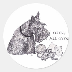 Nieuwsgierige Schotse Terrier Mijne, allemaal van  Ronde Sticker