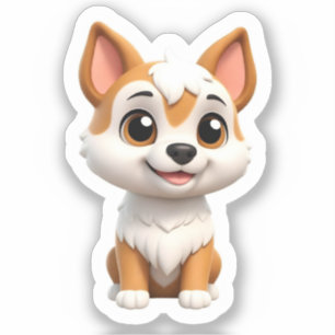 Nieuwsgierige Shiba Puppy Sticker