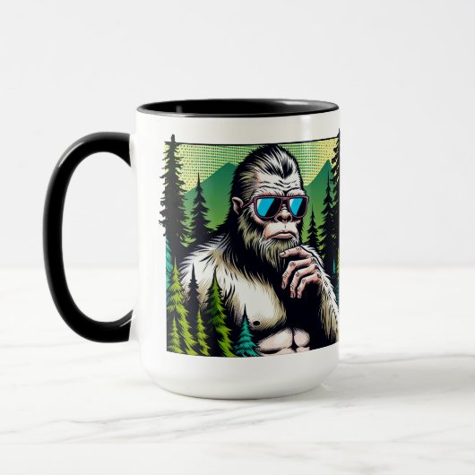 Nieuwsgierige Squatch met zonnebril Mok (Links)