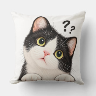 Nieuwsgierige Tuxedo Kat Boki – Mooie Grappige Kat Kussen