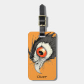Nieuwsgierige vogel bagagelabel (Voorkant verticaal)