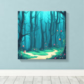 Nieuwsgierige vos in het bos pad canvas afdruk (Insitu (Houten vloer))